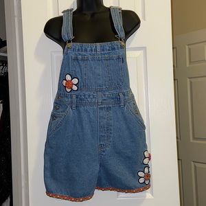 Vintage Embroidered Overall Shorts